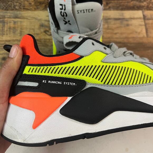 PUMA RS-X Reinvention Gray Neon Yellow Red Sneakers Size 6.5C (370644-01) - Picture 8 of 9
